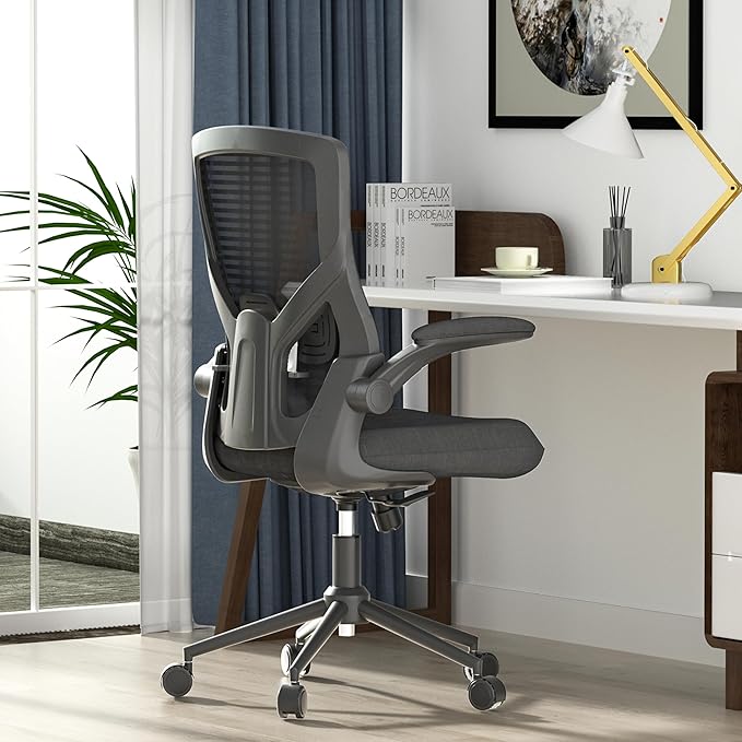 Office Chair, High Back Desk Chair with Adjustable Lumbar Support, Ergonomic Mesh Computer Chair with Premium Cold-Cured Cushion, Height Liftable Swivel Chair for Home Office - LeafyLoom