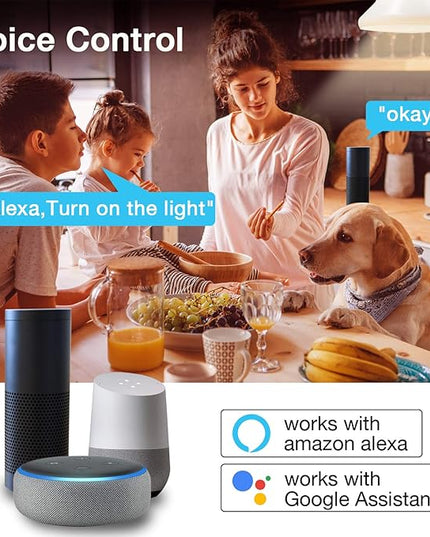 DAYBETTER Smart Light Bulbs, RGBCW Wi-Fi Color Changing Led Bulbs Compatible with Alexa & Google Home Assistant, A19 E26 9W 800LM Multicolor Bulb, No Hub Required, 6 Pack DAYBETTER