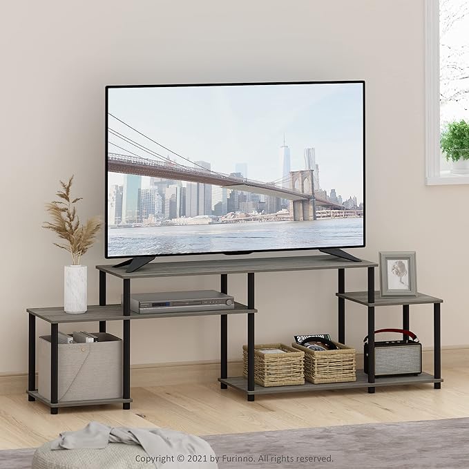 Furinno Turn-N-Tube Handel Stand for TV up to 55 Inch, French Oak - LeafyLoom