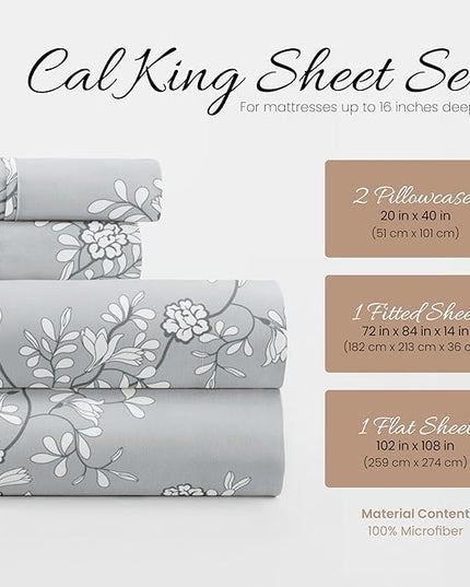 Linen Market 4 Piece California King Bedding Sheet Set (Light Gray) - Sleep Better Than Ever with These Ultra-Soft Cooling Bed Sheets for Your California King Size Bed - Deep Pocket Fits 16" Mattress - LeafyLoom