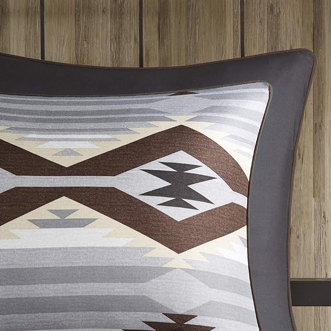 Woolrich Rustic Lodge Cabin Comforter Set - All Season Down Alternative Warm Bedding Layer and Matching Shams, Oversized King, Bitter Creek, Grey/Brown - LeafyLoom