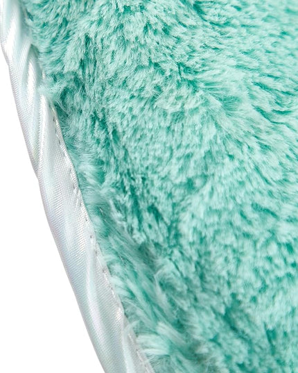 Faux Fur with Holographic Trim Foldable Saucer Chair, Teal - LeafyLoom