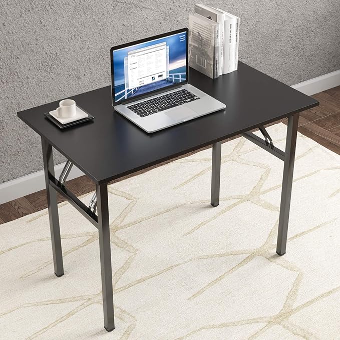 Need Computer Desk Folding Table Writing Desk/Compact Desk/Foldable Desk with BIFMA Certification, No Install Needed, Black AC5CB-100-60 - LeafyLoom