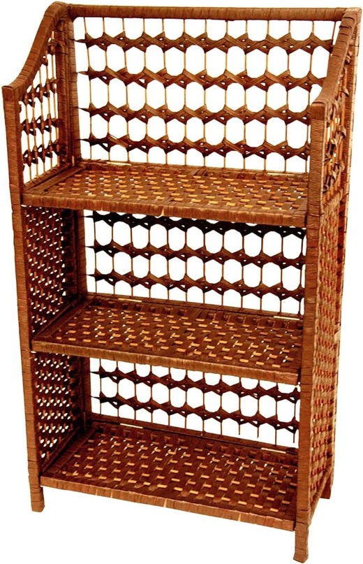 Oriental Furniture 33" Natural Fiber Shelving Unit - Honey - LeafyLoom