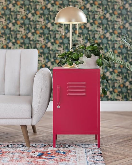 Novogratz Cache Metal Locker End Table, Magenta - LeafyLoom