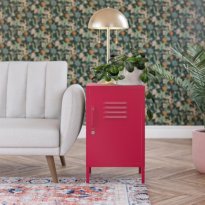 Novogratz Cache Metal Locker End Table, Magenta - LeafyLoom