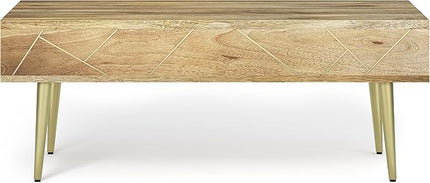 SIMPLIHOME Jager SOLID MANGO WOOD 48 Inch Wide Rectangle Contemporary and Mid century Large Lift Top Coffee Table in Natural, for The Living Room and Family Room - LeafyLoom