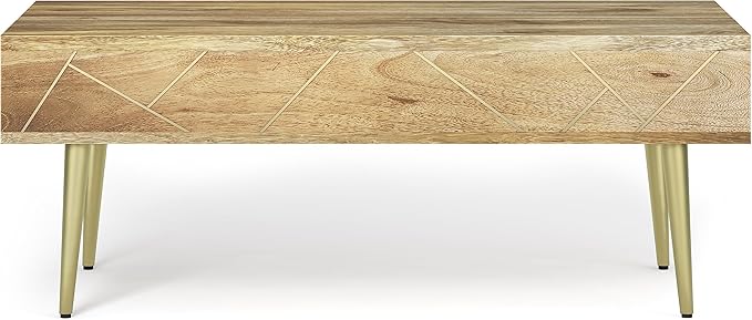 SIMPLIHOME Jager SOLID MANGO WOOD 48 Inch Wide Rectangle Contemporary and Mid century Large Lift Top Coffee Table in Natural, for The Living Room and Family Room - LeafyLoom