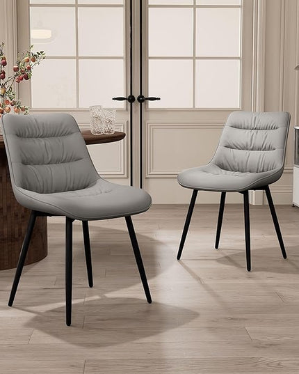 Kidol & Shellder Modern Dining Chairs Set of 2 Kitchen & Dining Room Chairs Upholstered Accent Chair Living Room Chairs Kitchen Chairs Comfy Chair for Bedrooms Waiting Room Home(Gray) - LeafyLoom