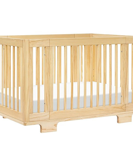 Babyletto Yuzu Convertible All-Stages Bassinet, Midi, Full-Size Crib in Natural, Greenguard Gold Certified, Portable & Adjustable with Conversion Kits and Pads Included - LeafyLoom