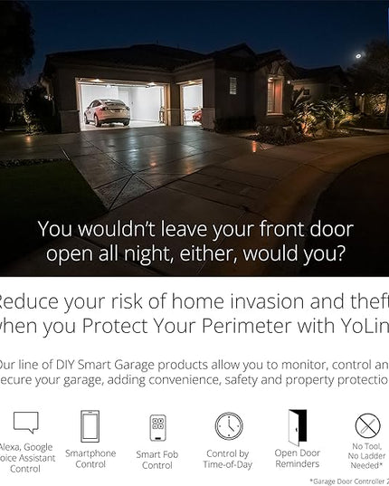 YoLink Smart Garage Door Sensor, Garage Door Position Sensor with Door Left-Open Reminders, Alexa, Google, IFTTT, Home Assistant (Hub Required) YoLink
