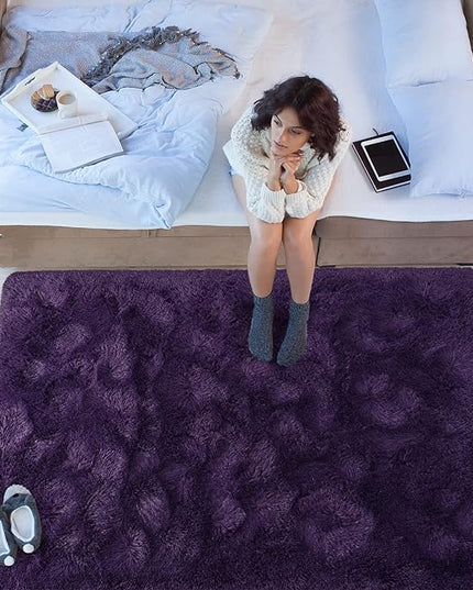 Softlife Rug for Living Room 6x9 Large Area Rug for Bedroom Super Soft Shaggy Rugs for Kids Room Fluffy Fuzzy Carpets Long Plush Bedside Rug Nursery Christmas Home Decoration for Boys Girls, Purple - LeafyLoom