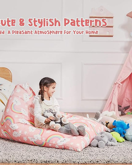 Nobildonna Stuffed Animal Storage Bean Bag for Kids (No Filler), Extra Large 250L Bean Bag Chair Cover Only, Washable Beanbag Without Filling Soft Premium Canvas Stuffable Bean Bag Cover (Baby Pink) - LeafyLoom