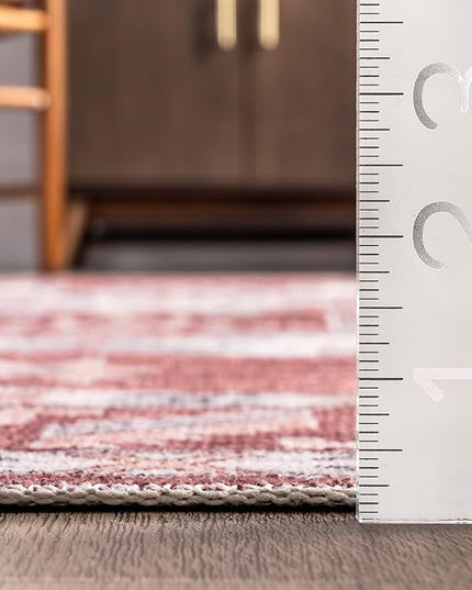 nuLOOM Norma Machine Washable Traditional Medallion Ultra Thin Area Rug, 4' x 6', Rust - LeafyLoom