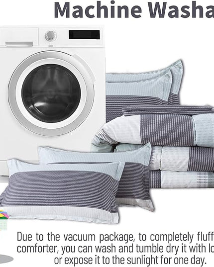 Andency Stripe Comforter Set King Size (104x90 Inch), 3 Pieces Mint Green Patchwork Striped Comforter, Soft Microfiber Down Alternative Comforter Bedding Set with Corner Loops - LeafyLoom