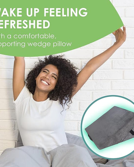 Cushy Form Wedge Pillows for Sleeping - Multipurpose Memory Foam Bed Support Rest & Knee Pillow for Back, Neck & Post-Surgery, Versatile Snoring Relief Back Pillow for Bed - Gray﻿ - LeafyLoom