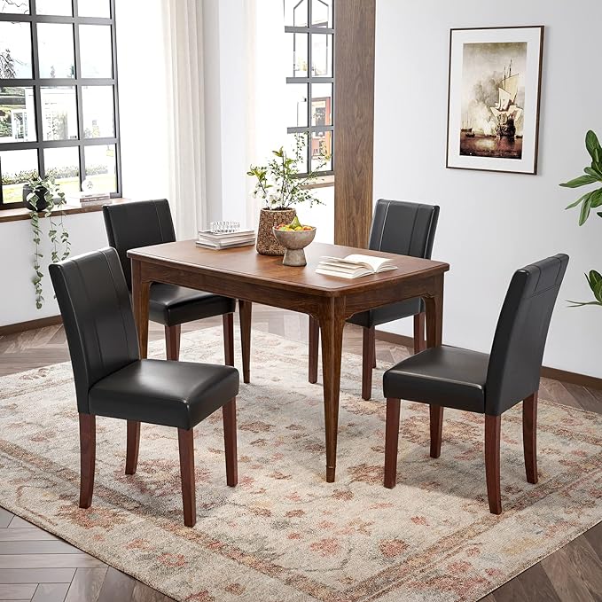 Dining Chairs, Kitchen Chairs Set of 2 with Solid Wood Legs, Armless Upholstered Indoor Kitchen Dining Room Chairs for Dining Room, Kitchen Chairs Parson Chairs - LeafyLoom