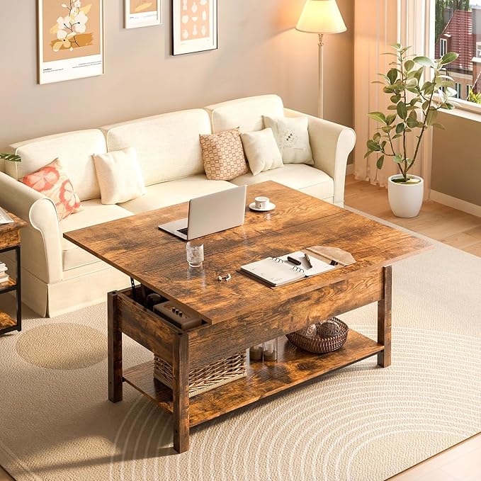 FABATO JS-TCT004-1108 Coffee Table, Rustic Brown - LeafyLoom