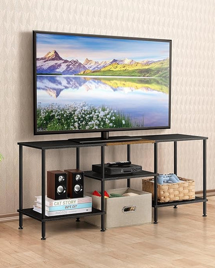50 Inch TV Stands for Living Room Black Entertainment Center with Storage for 50 43 40 32 Inch TV Console Table for Bedroom Office - LeafyLoom