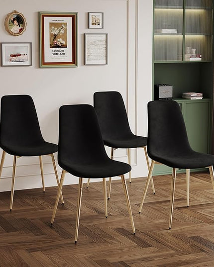 NicBex Haerin-SD-00339-LWJ Dining Chairs, 17.7"x19.7"x34.3", Black and Gold - LeafyLoom