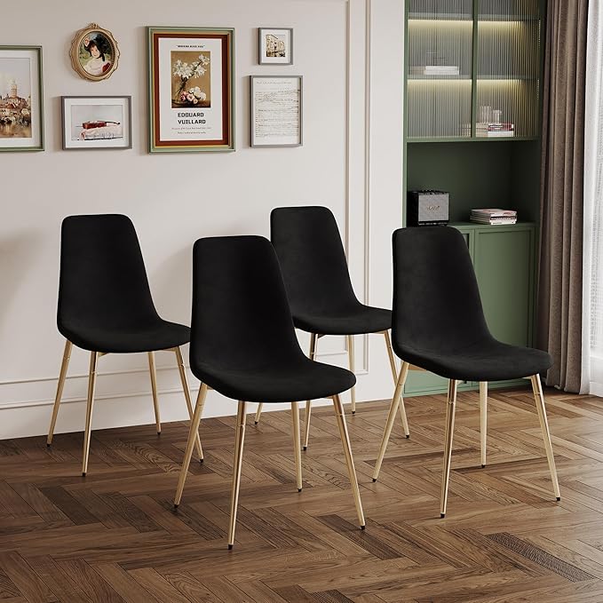 NicBex Haerin-SD-00339-LWJ Dining Chairs, 17.7"x19.7"x34.3", Black and Gold - LeafyLoom