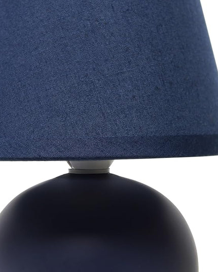 Simple Designs LT2008-BLU Mini Ceramic Globe Table Lamp with Matching Fabric Shade, Blue - LeafyLoom