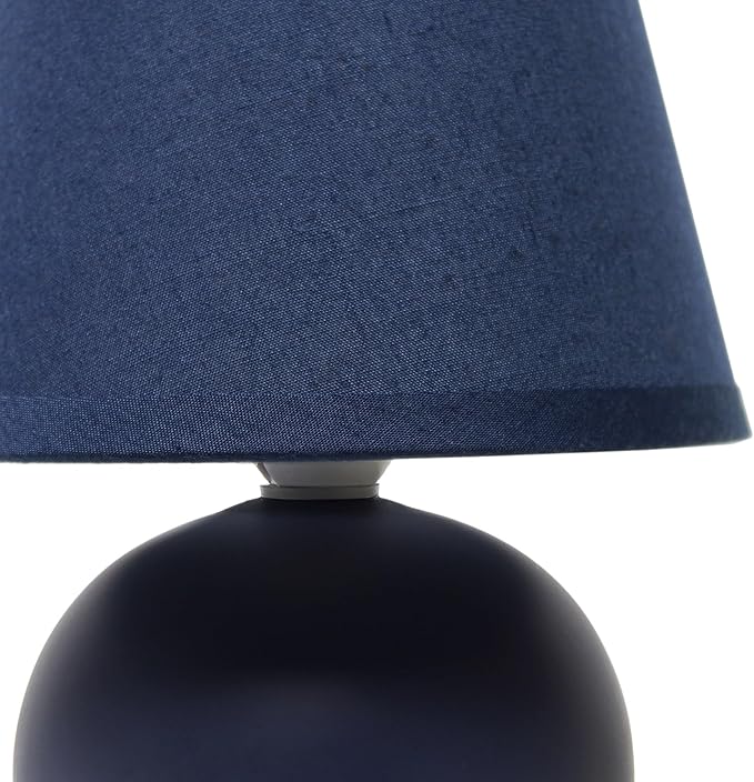 Simple Designs LT2008-BLU Mini Ceramic Globe Table Lamp with Matching Fabric Shade, Blue - LeafyLoom