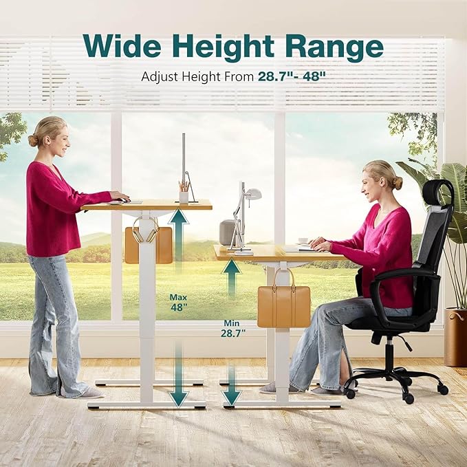 NicBex Home Office Height Adjustable Electric Height Adjustable Standing Desk Sit to Stand Ergonomic Computer Desk Adjustable Height Stand Up Desk for Home Office, Yellow - LeafyLoom