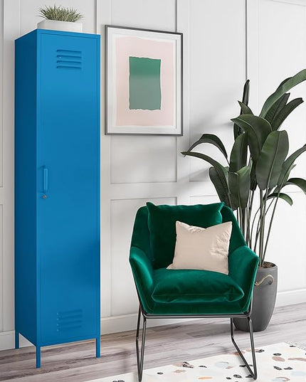 Novogratz Cache Single Metal Locker Storage, Blue Cabinet - LeafyLoom