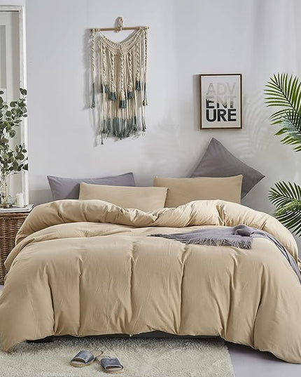 Champagne Comforter Set Queen Beige Bedding Set Women Light Khaki Comforter Set Queen 3 PCs Durable Comforter Queen Khaki Bedding Set Breathable Light Champagne Bed Comforter Set - LeafyLoom