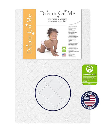 3-in-1 Folding Portable Crib and 3” Extra Firm Fiber Crib Mattress Bundle, Natural and Greenguard Gold Certified - LeafyLoom