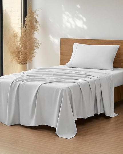 UGG 20929 Alahna Twin XL Bed Sheets and Pillowcases 3-Piece Set Sleep in Luxury Machine Washable Deep Pockets Wrinkle-Resistant Breathable Cozy Comfort Silky Cooling Sheets, Twin XL, Stone - LeafyLoom