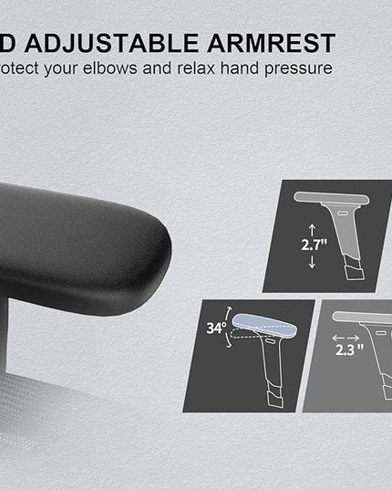 SIHOO M57 Ergonomic Office Chair with 3 Way Armrests Lumbar Support and Adjustable Headrest High Back Tilt Function Grey - LeafyLoom