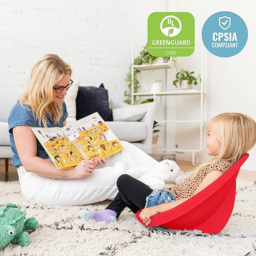 ECR4Kids Leaf Floor Seat, Rocker Chair, Red, 6-Piece - LeafyLoom