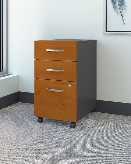 Bush Furniture BSHWC72453SU Series C Collection Three-Drawer Mobile Pedestal (Assembled) Natural Cherry - LeafyLoom