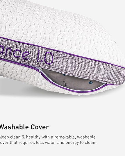Bedgear Balance Performance Pillow - Size 1.0 - Moisture Wicking Bed Pillows for All Sleep Positions - Medium Firmness - Washable Cover - Back, Stomach, Side Sleeper Pillow - 20" W x 26" L x 5.25" H - LeafyLoom