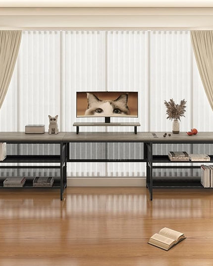 NicBex Laik-DW-00010-DX Desks, 82" W x 43" D x 35" H, Gray - LeafyLoom