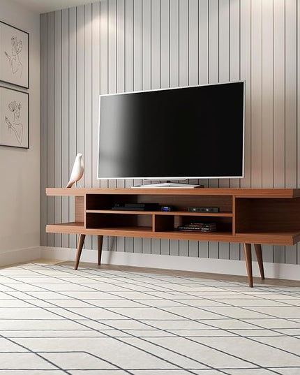 Manhattan Comfort Utopia 70.47" Freestanding Entertainment Center for Living Room, Mid Century Modern TV Stand with Shelves, Storage and Media Holes, Fits 65" Screens, 70.47 Inches, Maple - LeafyLoom