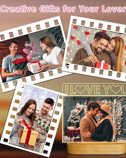 Light up Picture Frame, I Love You 4x6 Inches Acrylic Photo Frame with Night Light Desktop Decor Best Gifts for Lover Couple Wife Girl Friends Valentine's Day Anniversary Birthday Wedding Present - LeafyLoom