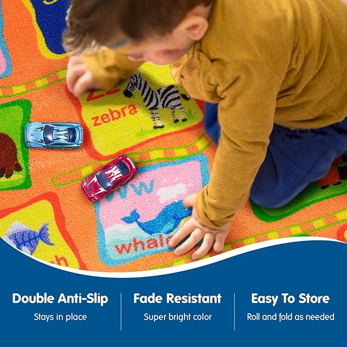 Kid ABC Rug 39x59 inches,Alphabet Rug Non Slip Colorful Kids Rug,abc Kids Carpet Children Educational Learn Fun Rug,abc Mat for Kids Babies Toddler Kids Area Rug for Nursery Daycare Playroom Classroom - LeafyLoom
