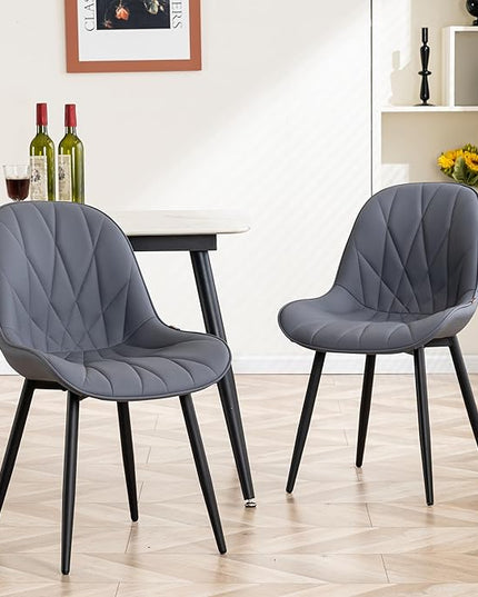 YOUNIKE Dining Chairs Set of 2, GrayishPurple Elegant Kitchen & Dining Room Chairs, Modern Faux Leather Padded Dining Chair, Armless Bedroom Side Chairs Dinner Chairs Dinning Chairs - LeafyLoom