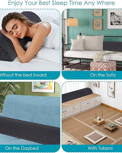 idee-home Bed Wedge Pillow for Headboard, Bed Gap Filler Foam Bolster Mattress Wedge Shaped Bed Noodle for Sleeping, Close The Gap (0-6") Between Headboard and Mattress (Grey Queen 60"x10"x5") - LeafyLoom