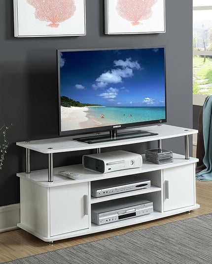 Convenience Concepts Designs2Go Monterey TV Stand with Cabinets and Shelves Home_Furniture_and_Decor, 47.25"L x 15.75"W x 21.25"H, White - LeafyLoom