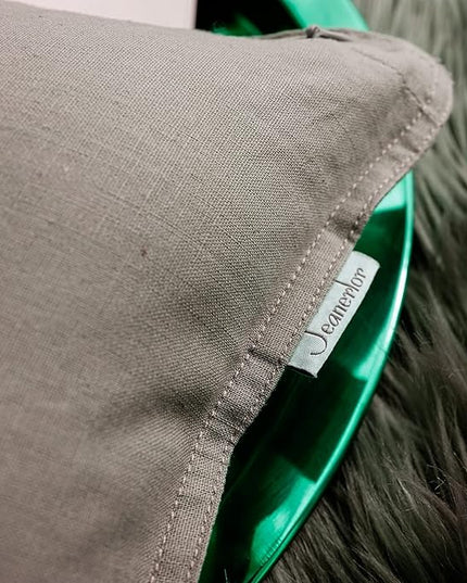 Jeanerlor Pack of 2 24 x 24 Inch Cotton Linen Soft Soild Decorative Square Throw Pillow Covers Green Cushion Case Set for Bedroom/Sofa/Car 60 x 60 cm, Gray - LeafyLoom