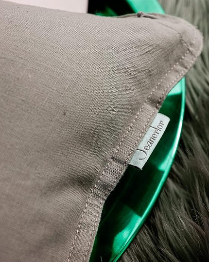 Jeanerlor Natural Cotton Linen Green Decorative 12"x20" Throw Pillow Case Cushion Cover with Twin Needles Stitch on Edge for Lumbar, (30 x 50cm), 2 Pcs, Gray - LeafyLoom