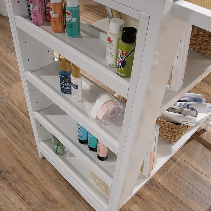 Sauder Miscellaneous Storage Kitchen Island, L: 31.50" x W: 32.88" x H: 36.00", White Finish - LeafyLoom