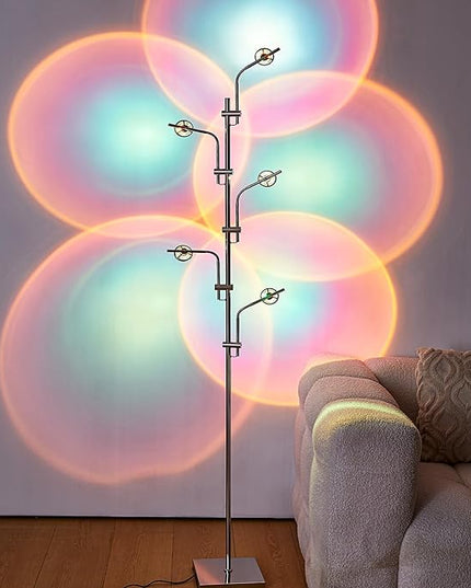 Unique 5 Multi Head Sunset Lamp Projector LED Corner Floor Lamps for Live Ambient Lighting in Living Rooms, Bedrooms, Dining Rooms and Bars Mood Lighting - LeafyLoom