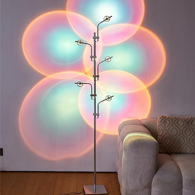 Unique 5 Multi Head Sunset Lamp Projector LED Corner Floor Lamps for Live Ambient Lighting in Living Rooms, Bedrooms, Dining Rooms and Bars Mood Lighting - LeafyLoom