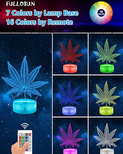FULLOSUN Leaf Illusion Gift, Kids Leaf Illusion Night Light (with Remote Control), 3D Illumination Lights Boys Gift 16 Colors Changeable Kids Room Lighting Creative Decoration... (Leaf Illusion) - LeafyLoom