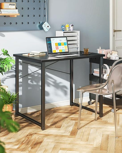 Coleshome 32 Inch Computer Desk, Modern Simple Style Desk for Home Office, Study Student Writing Desk, Black - LeafyLoom